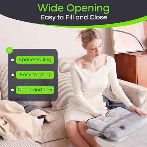 Vacuum Bags for Travel with USB Electric Pump, 15 Pack Carry-on Size Compression Packing for Luggage and Suitcase, Space Saver Bags for Clothes and Clothing Travel