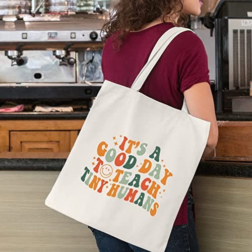 Teacher Appreciation Gifts School Canvas Tote Bags Aesthetic Travel Beach Bag Summer Reusable Grocery Shopping Bag