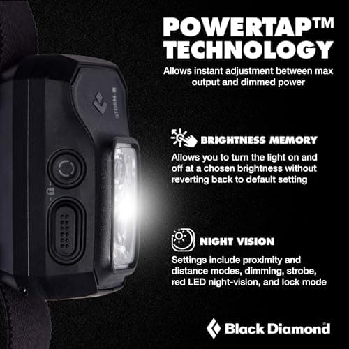 BLACK DIAMOND Storm 500-R Rechargeable Headlamp | 500 Lumens Brightness | Micro-USB Charging | Waterproof & Compact | Camping, Hiking, Running | BD Black