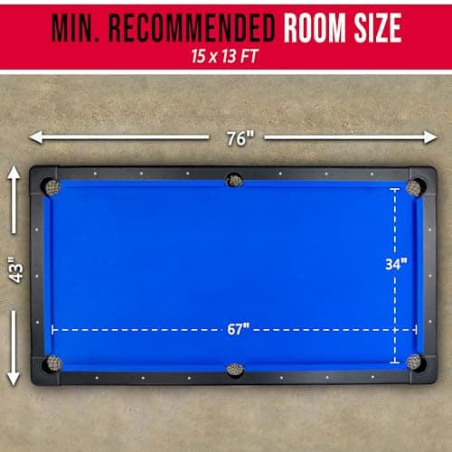 GoSports 6, 7, or 8 ft Billiards Tables - No Assembly, Choose Your Color - Portable Pool Table Includes Full Set of Balls, 2 Cue Sticks, Chalk and Felt Brush