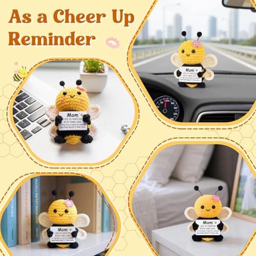 Gifts for Mom from Daughter Son, Mom Birthday Gifts - Cute Handmade Crochet Bee - Birthday Valentines Mothers Day Christmas Bonus Step Mother In Law, I Love You Mama Present, Emotional Support