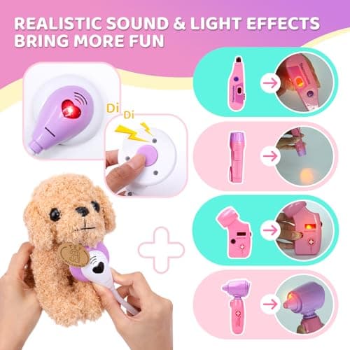 A gift for girls birthday Christmas, Encourages caring role play, builds confidence, stays neatly organized Meland Doctor Kit with Puppy for Girls, Pretend Play Toy Gift for Ages 3–6 B09PD6YWF1
