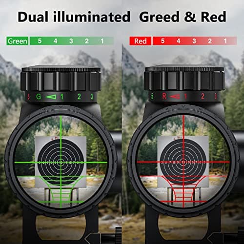 CVLIFE Rifle Scope 6-24x50 AO Red and Green Illuminated Long Range Scope for Hunting with Scope Rings