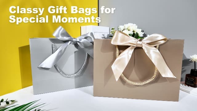 JMANNI Gift Bag, 1PCS Gift Bags Large with Ribbon and 1 Greeting Cards 2 Tissue Paper, Portable Paper Gift Bag with Handles, Birthday Gift Bags,Present Bags for Wedding Party Mothers Day