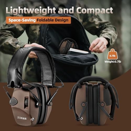 ZOHAN EM054 Electronic Shooting Ear Protection with 4X Sound Amplification 2 Pack,Slim Active Noise Reduction Earmuffs for Gun Range