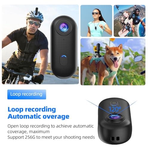 4K Mini Body Camera, Thumb POV Portable Body Cam Sports Action Camera Hands Free Waterproof Recording Wearable Camera Personal Camcorder Helmet Mounted Sports for Cycling, Motorcycle Vlogging (Black)