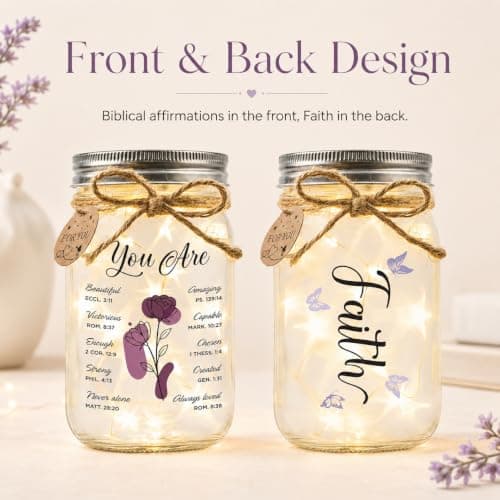Thanksgiving & Christmas gift for women, inspirational fairy light night light for mom, sister & best friend birthday decor Christian Gifts for Women, Religious Faith You Are Loved Mason Jar Keepsake B0FMDS13CM