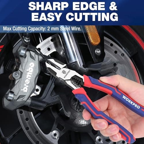 WORKPRO 2-in-1 Diagonal Cutting Pliers with Wire Stripper, 7.5 Inch CRV Steel Wire Cutters with Comfort Grip Handles, Heavy Duty Side-Cutting Pliers for Electricians and Homes, Christmas Gift B0BKKF5HVL