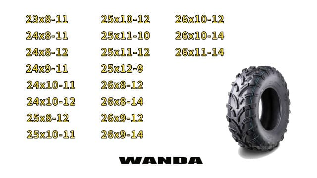 WANDA ATV/UTV Tires 25x8-12 25x8x12 6-Ply Light Mud Tires, Set 2-10243