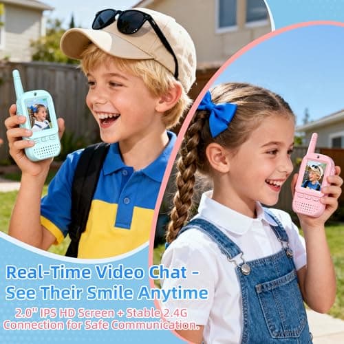 For Age 3-12 Year Old Boys Girls, HD Camera & Voice Changer, 2'' Screen, Outdoor Play Camping Hiking Family Games Video Walkie Talkies for Kids 2 Pack – Rechargeable Intercom Toys B0FZH1HXMB