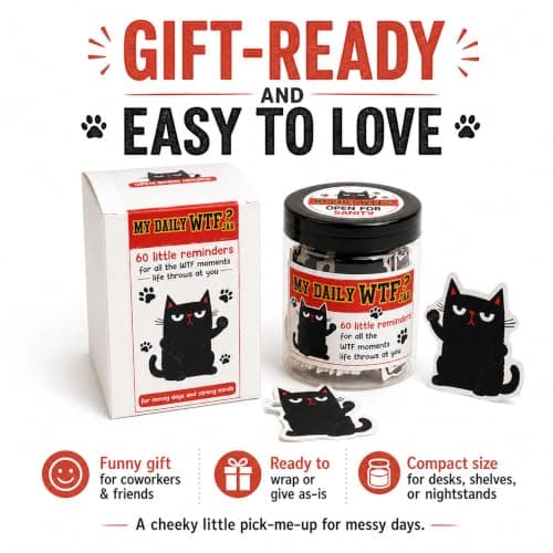 My Daily Jar with 60 Cards, Funny Affirmation Cards for Women Men, Funny Gifts for Women, Gag Gifts for Friends, Coworkers, Gift for Black Cat Lovers B0GVY2G1SX