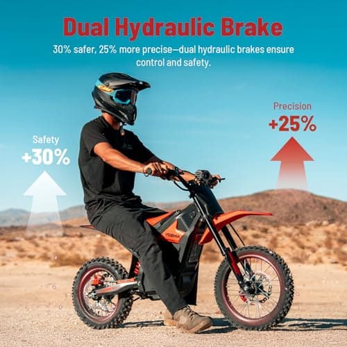 Yozma IN10 Electric Mini Dirt Bike for Teens & Adults, 14"/12" Fat Tire 2600W Electric-Motorcycle with 48V 23AH Battery Ebike 40MPH Hydraulic Brakes Mountain Off-Road EBike, Fit Age 13+