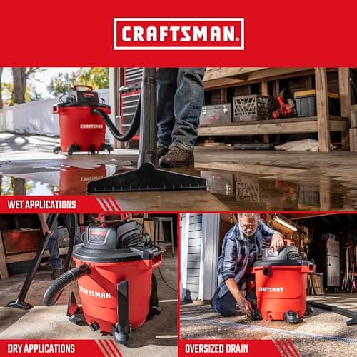CRAFTSMAN CMXEVBE17596 20 Gallon 6.5 Peak HP Wet Dry Vac, Heavy-Duty Shop Vacuum Wet and Dry with Filter, Dust Bag, Hose and Attachments for Shop, Garage, Jobsite Cleaning