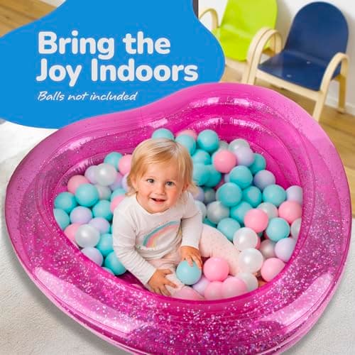 ArtCreativity Sparkly Inflatable Kiddie Pool with 3 Levels, Transparent Blow Up Pool for Kids with Silver Glitter and Cushioned Bottom, Easy to Inflate Outdoor Pools for Backyard, Summer Toys for Kids