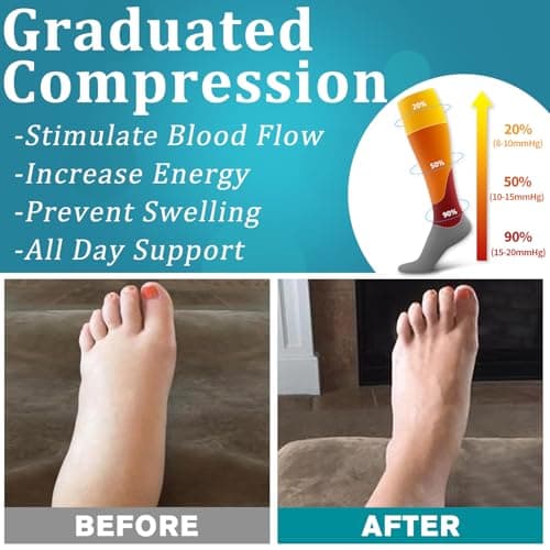 6 Pack Copper Compression Socks for Women and Men Circulation-Best Support for Medical,Running,Nursing,Athletic B082QTVPCM