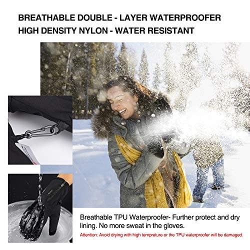 Balhvit 10℉ Waterproof Winter Gloves for Men & Women, 5-Layer Ski & Snow Gloves for Cold Weather, Breathable Warm Gloves with Touch Screen Fingers
