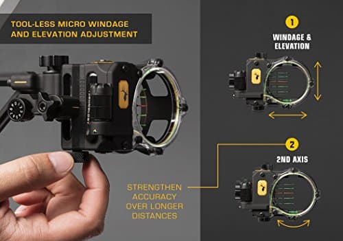 Trophy Ridge React H5 Bow Sight - 5 Pin Sight, Tool Less Windage and Elevation Adustability, 2nd Axis Leveling, Adjustable Click Light
