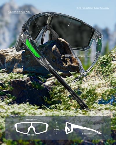 QALLY Polarized Sports Sunglasses for Men, UV400 Protection Mens Sunglasses Wrap Around Sun Glasses for Cycling Running