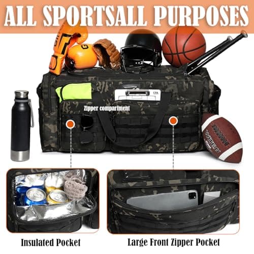HAMBOLY 130L Extra Large Duffle Bag for Men, Heavy Duty Duffle Bag for Travel, Large Sports Gym Equipment Bag for Hockey Football Soccer Baseball Basketball & Team training, Dark CM