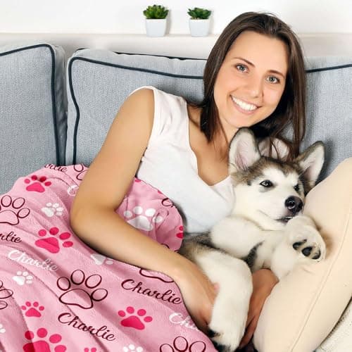 Personalized Dog Blanket, Customized Pet Blankets with Name Picture, Throw Blanket for Small Medium Large Dog Puppy Cat