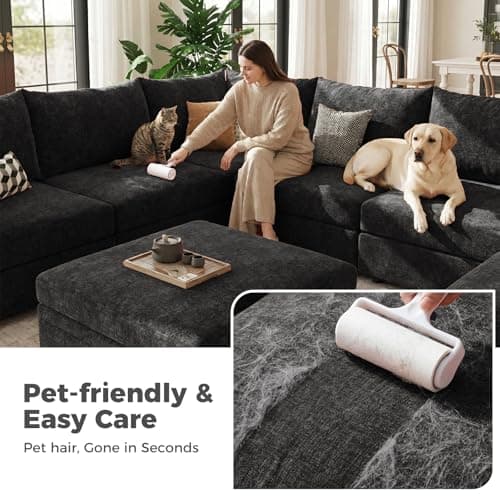 ABCASA Black Oversized Accent Chair with Removable & Washable Chenille Cover, Modern Mid-Century Upholstered Armchair, Deep Seat Comfy Reading Chair for Living Room, Pet & Kid Friendly