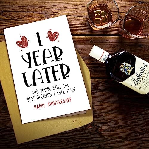 Supoeguk Happy One Year Card for Girlfriend Boyfriend, First Anniversary Card for Him Her, Funny 1st Wedding Anniversary Card for Wife Husband