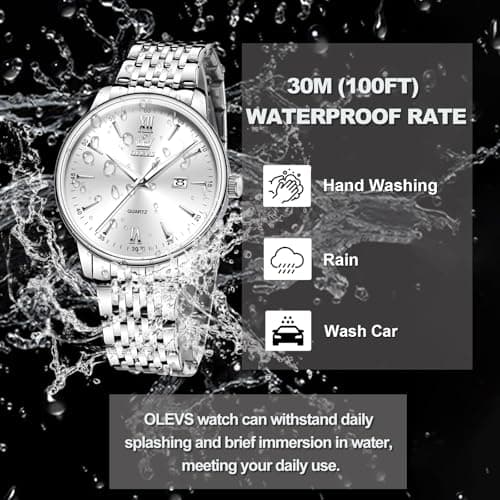 OLEVS Mens Watches Dress Waterproof Watch with Date Day Analog Quartz Casual Wrist Watch Large Number Classic Luxury Luminous Scales 41mm Big Face Easy Read Reloj para Hombre