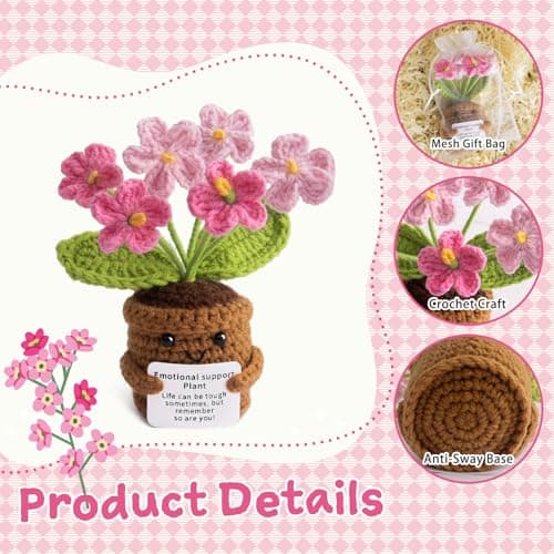 Life is Tough But So are You - Thank You, Appreciation, Birthday Gift for Teacher, Mom, Friend, Coworker - Cute Desk Decor Handmade Positive Crochet Flower, Inspirational Gifts for Women B0F8V97STX
