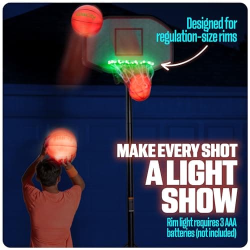 GlowCity Glow in The Dark Basketball - Sizes 5, 6, 7 Light Up Ball for Kids, Teens & Adults - Red Glow for Outdoor Games - Sports Birthday Gifts Ideas for Boys Ages 6 7 8 9 10 11 12 13 14