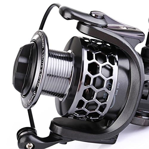 Sougayilang Fishing Reel 13+1BB Light Weight Ultra Smooth Aluminum Spinning Fishing Reel with Free Spare Graphite Spool