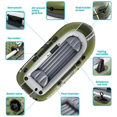 INTEX Seahawk Inflatable Boat Series: Includes Boat Oars and High-Output Pump - Fishing Rod Holders - Gear Pouch
