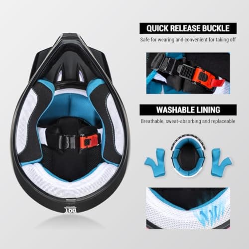 Youth Dirt Bike Helmet DOT Certified - Full Face Motorcycle Helmet for Off-Road, ATV, Street Riding, Includes Adjustable Goggles & Protective Gloves