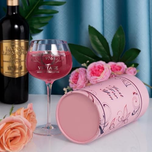 50TH Birthday Gifts for Her, Vintage 1975 Engraved 50th Wine Glass, 50 Year Old Birthday Decorations For Women, Funny 50 Bday Gifts Idea For Women, Friends, Daughter, Sister Mom - Turning 50 Present