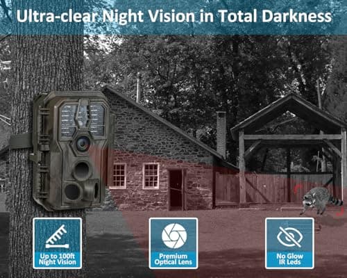 GardePro E5S Trail Camera (Non-Cellular, Non-WiFi), 64MP Photo & 1296P HD Video, 0.1s Trigger, 100ft No-Glow Night Vision, Motion Activated Wildlife Camera