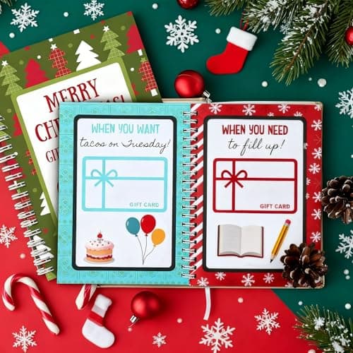 Christmas Stocking Stuffer Christmas Gift Card Book for Adults, Merry Christ-mas Gift Cards, 5x7 Color Spiral Bound Card Book- Surprises On Every Page, DIY Personalized Xmas Gifts for Family, Friends, Students B0FW3QJVR6