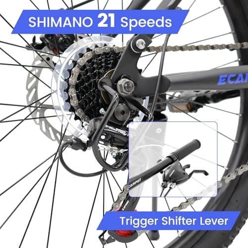 Ecarpat 24/26/27.5 Inch Mountain Bike, Full/Front Suspension Mens Boys Mountain Bike with 21 Speed Steel Frame and Dual Disc Brakes, Adult Sport Bicycle for Trail City Road, Gift Choice