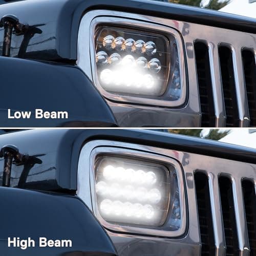 TRUE MODS 7x6 5x7 H6054 Black LED Headlights H4 Sealed Beam Replacement Lamp for Jeep Wrangler YJ Cherokee XJ Chevy Express Blazer S10 Van GMC Savana Ford Econoline E150 Nissan D21 Toyota Pickup Truck