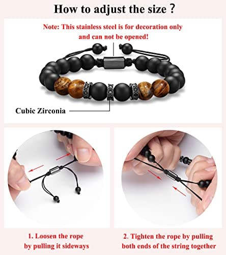 UNGENT THEM Mens Natural Stone Adjustable Bracelet for Men, Anniversary Birthday Christmas Graduation Gift for Him, Son, Brother, Husband, Boyfriend...