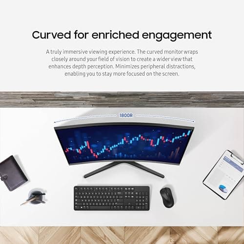 Samsung 32-inch S3 (S39GD) FHD 100Hz Curved Monitor, Game Mode, Eye Saver Mode, Multiple Connectivity with HDMI Port, Built-in Speakers, LS32D39DGANXZA, 2025