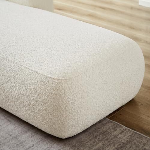 Upholstered Chaise Lounge Indoor for Living Room Bedroom Office Chaise Lounge Sofa：Boucle Fabric Modern Leisure Sofa Recliner Chair Sleeper Indoor (Boucle Cream)