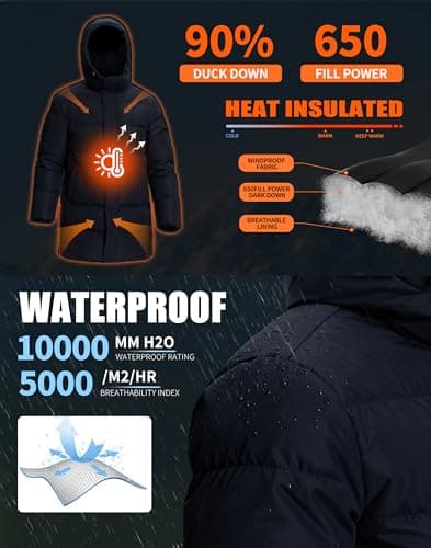 Pioneer Camp Men's Long Winter Coat Parka Hooded Down Jacket Full Zip Up Windproof Jacket Warm Thicken Puffer Jacket