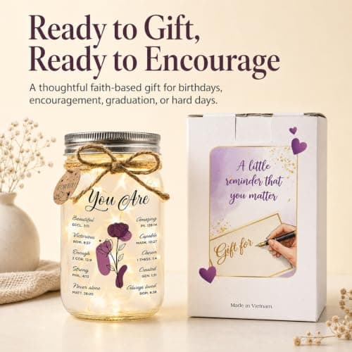 Thanksgiving & Christmas gift for women, inspirational fairy light night light for mom, sister & best friend birthday decor Christian Gifts for Women, Religious Faith You Are Loved Mason Jar Keepsake B0FMDS13CM