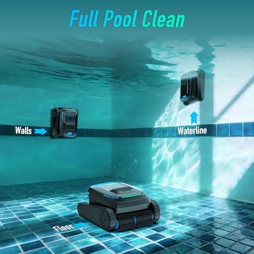 (2026 Upgraded) Robotic Pool Cleaner, Cordless Pool Vacuum for Inground & Above Ground Pools, 120-Min Battery Life, 5000 GPH Suction, Cleans Floor/Wall/Waterline, for Up to 1800 Sq.Ft Pool,Deep Black.