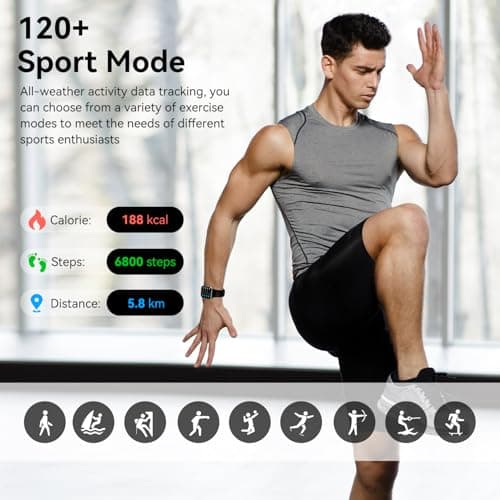 Smart Watches for Men Women, 1.83" HD Touchscreen Fitness Tracker with Bluetooth Calls, IP68 Waterproof, 120+ Sport Modes, 7-Day Battery, 24/7 Heart Rate & Sleep Monitor for iPhone Android iOS (Black)