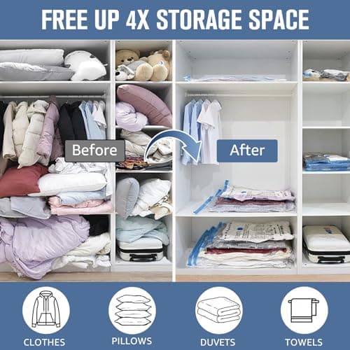 BoxLegend Vacuum Storage Bags with Large Size Hand Pump 8 Jumbo 31.5’’x39.37’' Thickened Vacuum Seal Bags for Clothing Space Saving Vacuum Pack Storage Bags for Pillow Comforters Bedding