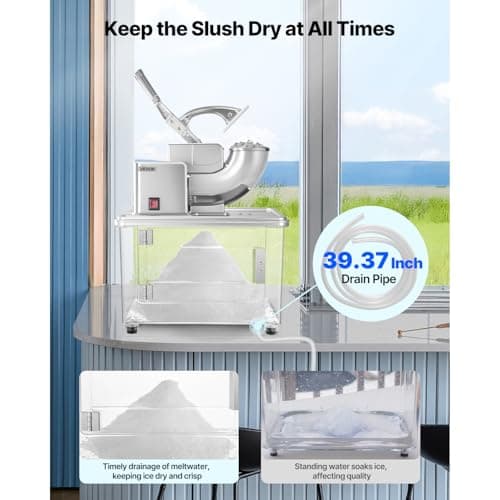 VEVOR 110V Commercial Ice Crusher 661LBS/H, ETL Approved 300W Electric Snow Cone Machine with Dual Blades, Stainless Steel Shaved Ice Machine with Safety On/Off Switch for Family, Restaurants, Bars
