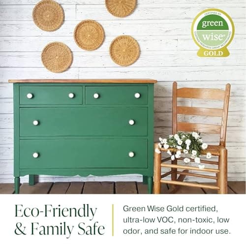 Country Chic All-in-One Chalk Paint for Furniture, Cabinets, Home Decor, Eco-Friendly, Matte Finish, Built-In Primer & Top Coat for Wood, Metal - Jitterbug (Dark Teal) - Quart 32 oz (950 ml)