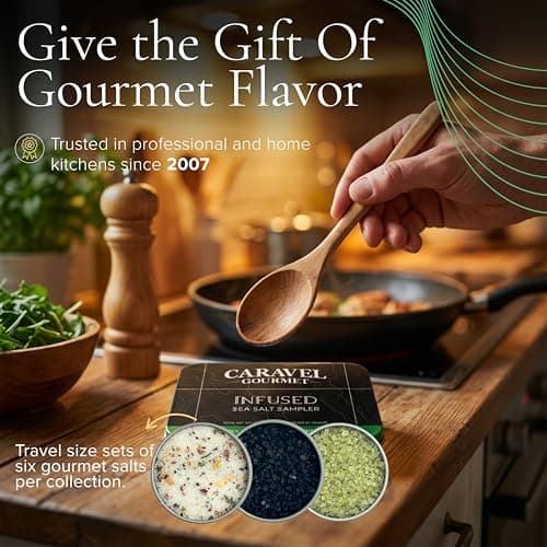 Infused Sea Salt Sampler Set, Finishing Salt for Seasoning, Gourmet Cooking Gift and Spice Variety Pack for Special Occasions, 0.5 oz x Bundle of 6 Flavored Salts - Caravel Gourmet Salt