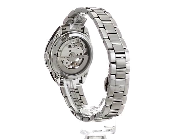 Bulova Ladies' Classic Diamond 3-Hand Automatic in Stainless Steel, Mother-of-Pearl Dial and Open Aperture Dial