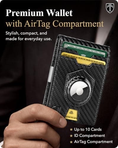 TRAVANDO AirTag* Wallet Mens Wallet with Money Clip Air Tag Wallet Card Holder RFID Blocking Bifold Gifts for Men